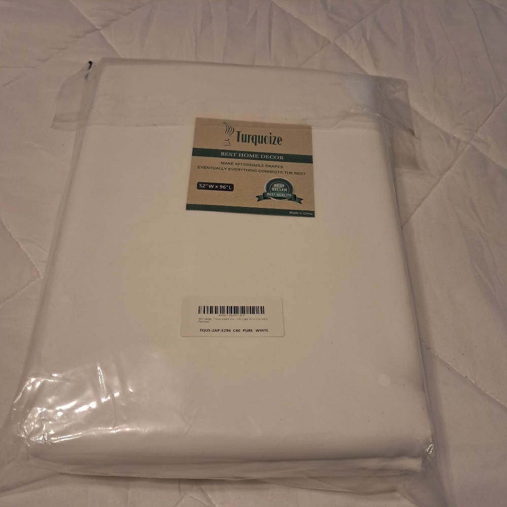 NWT Turquoize Pure White Window Treatment ‎ Size 52" W x 96" L Set of 2 Panels